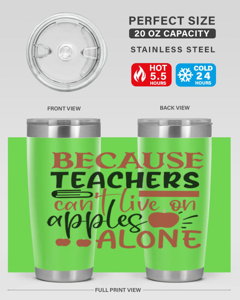 because teachers cant live on apples alone Style 121#- teacher- tumbler