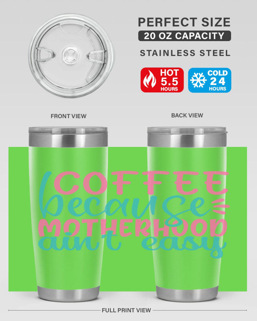 coffee becasue motherhood aint easy 352#- mom- Tumbler