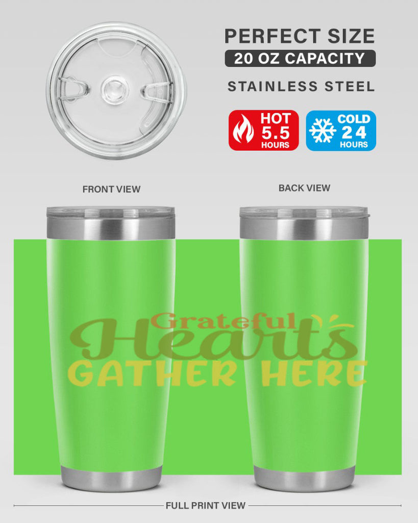 grateful hearts gather here 59#- thanksgiving- Tumbler