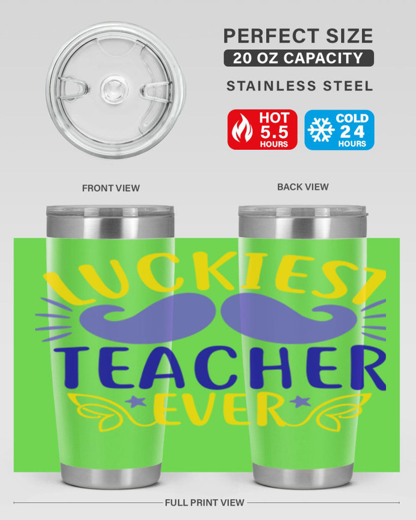 luckiest teacher ever 12#- mardi gras- Tumbler