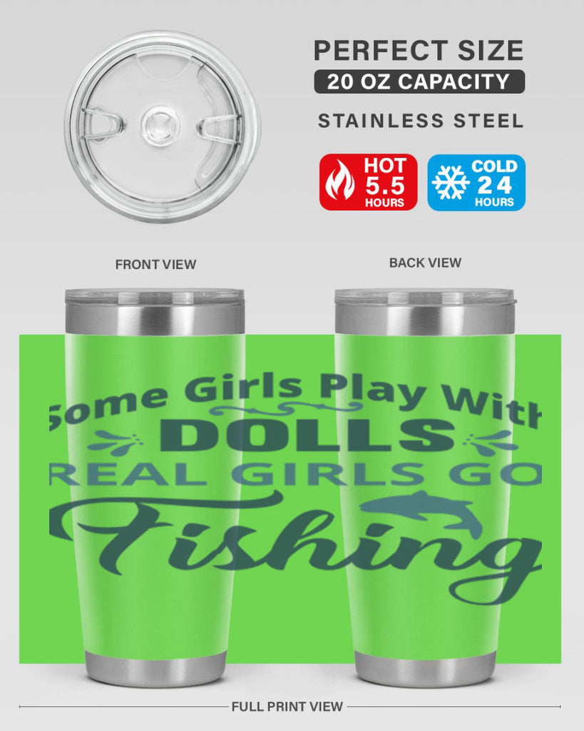 some girl play with dolls 38#- fishing- Tumbler