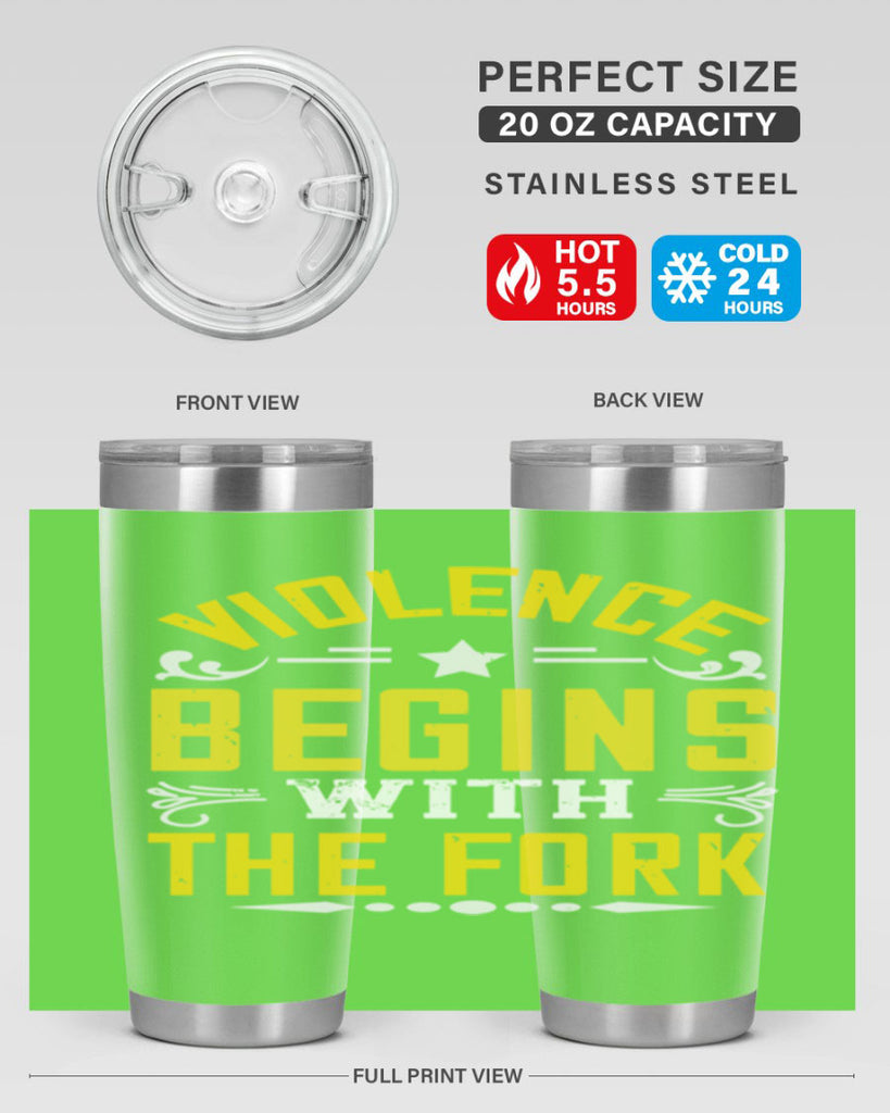 violence begins with the fork 11#- vegan- Tumbler