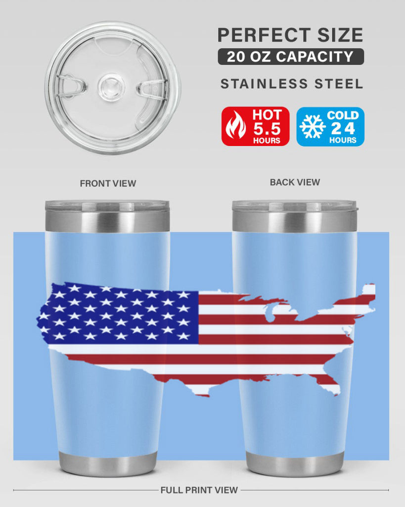 Flag With Map Style 50#- Fourt Of July- Tumbler