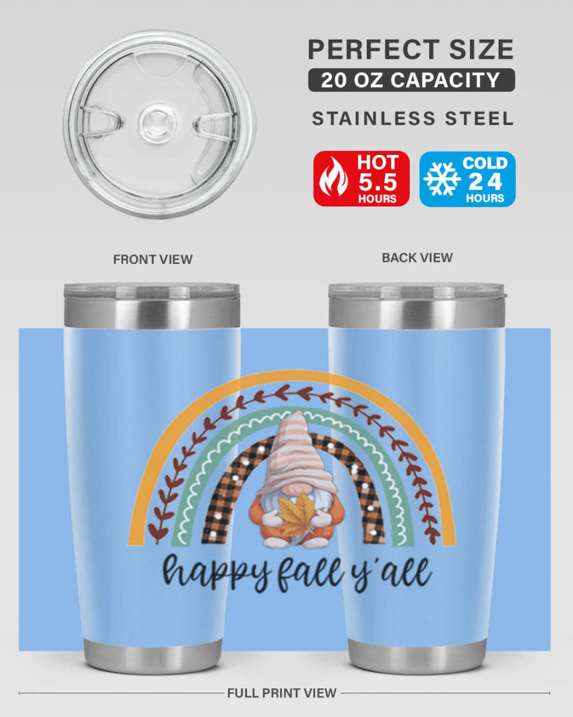 HappyFallYallGnomeRainbow 255#- fall- Tumbler
