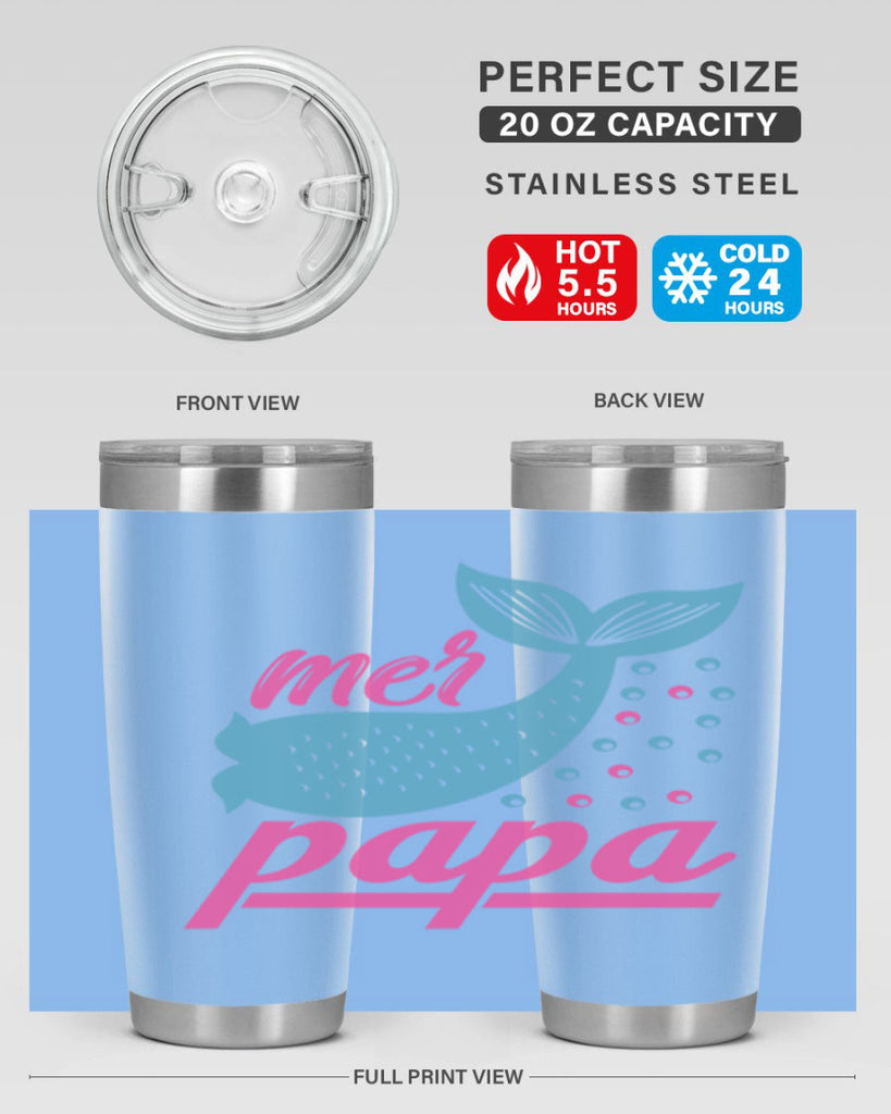 Mer Papa 344#- mermaid- Tumbler