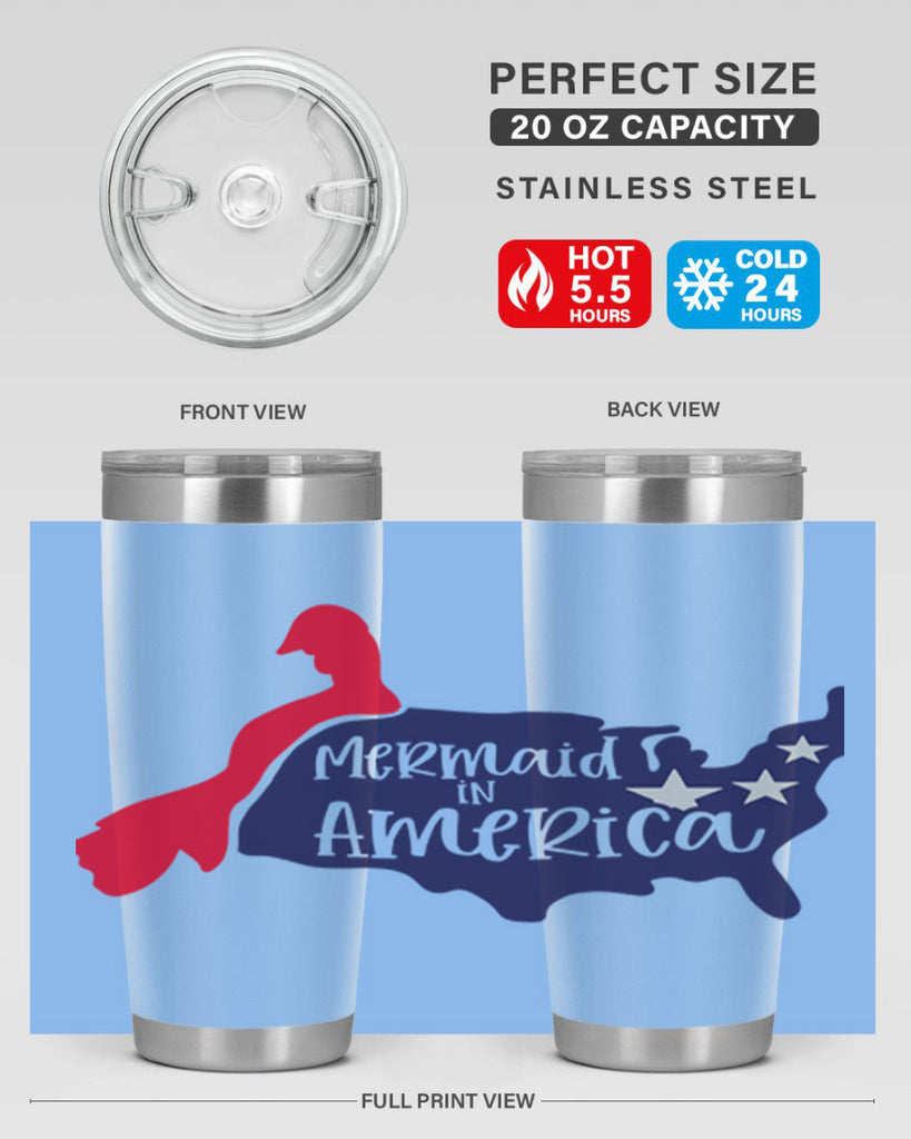 Mermaid In America Style 167#- Fourt Of July- Tumbler