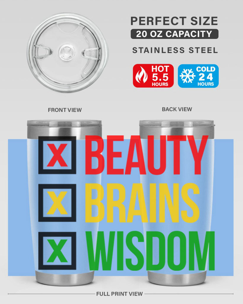 beauty brains wisdom 262#- black words phrases- Cotton Tank