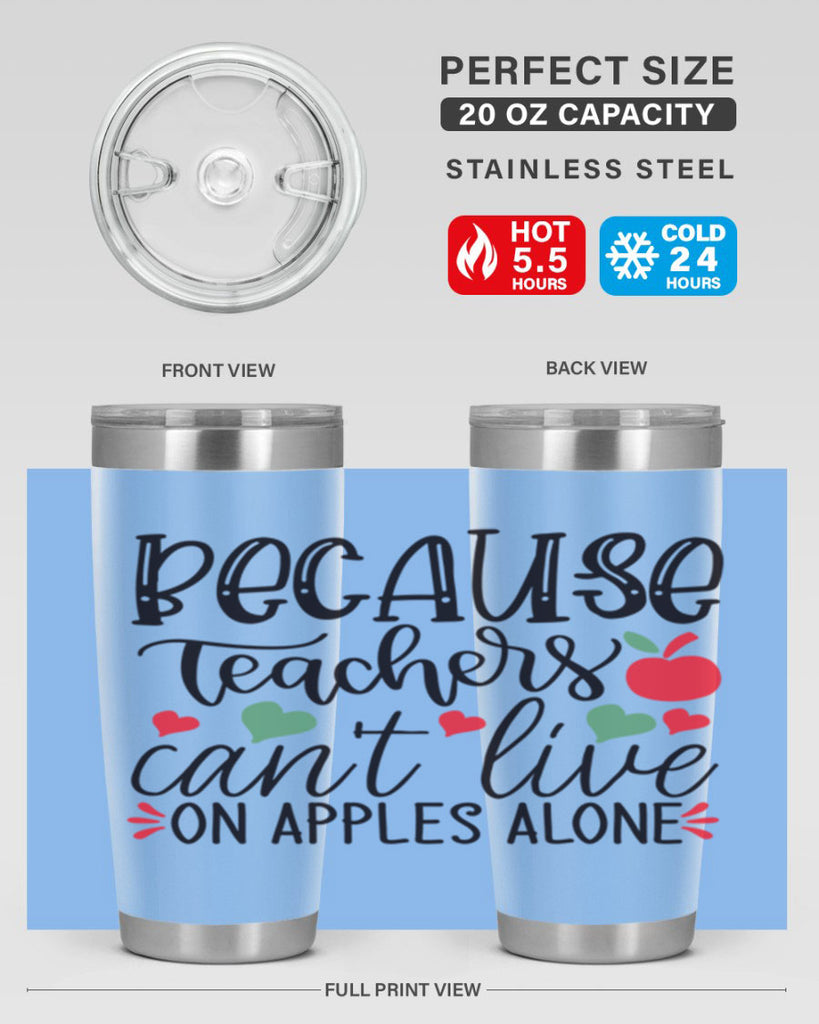 because teachers cant live on apples alone Style 120#- teacher- tumbler