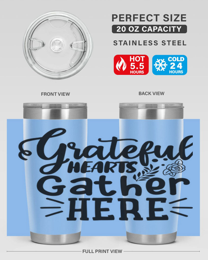 grateful hearts gather here 58#- thanksgiving- Tumbler