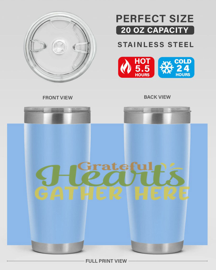grateful hearts gather here 59#- thanksgiving- Tumbler