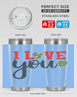i love you Style 23#- autism- Tumbler