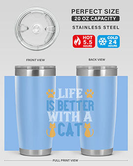 life is better with cat Style 64#- cat- Tumbler