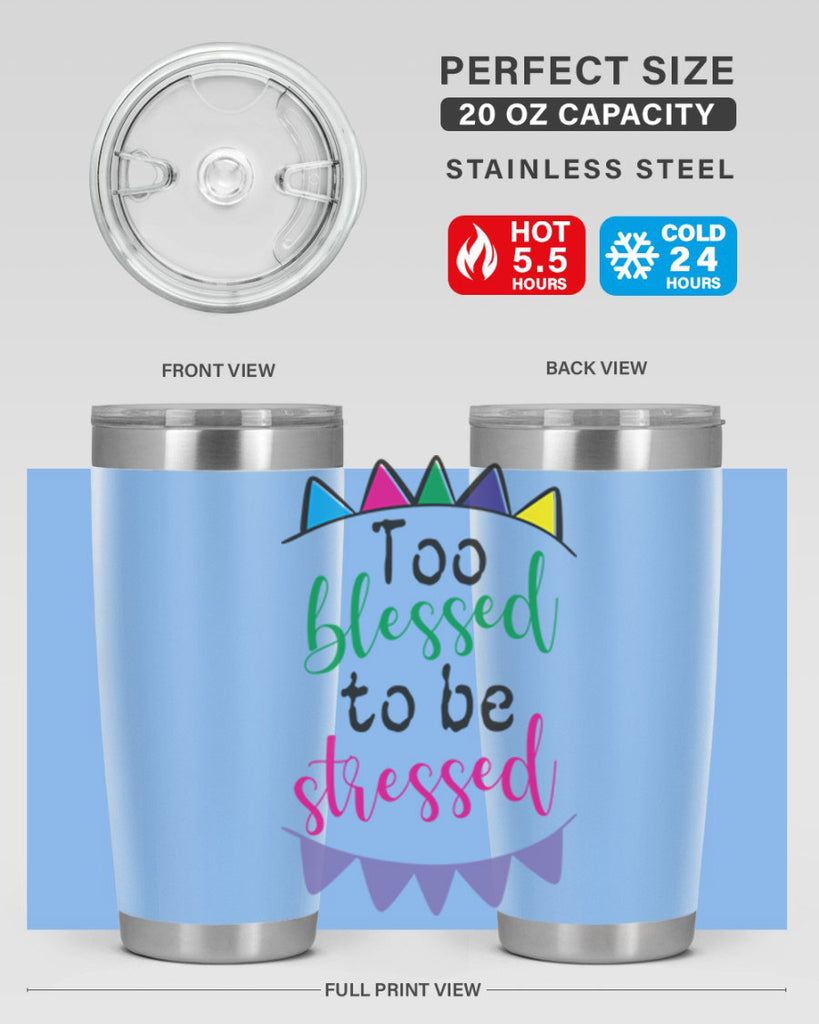too blessed to be stressed- black words phrases- Cotton Tank