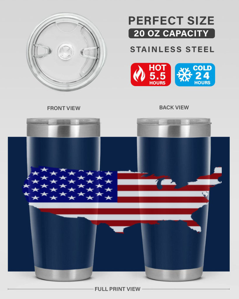Flag With Map Style 50#- Fourt Of July- Tumbler