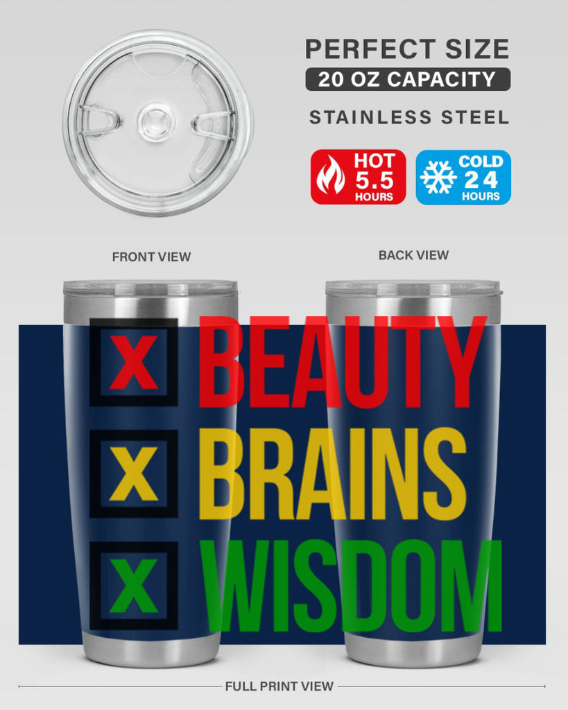 beauty brains wisdom 262#- black words phrases- Cotton Tank