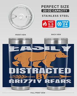 easily distracted by grizzly bears 1#- Bears- Tumbler