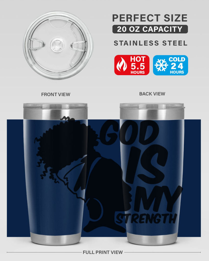 god is my strength- black words phrases- Cotton Tank