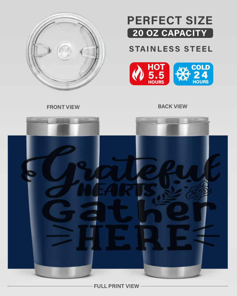 grateful hearts gather here 58#- thanksgiving- Tumbler