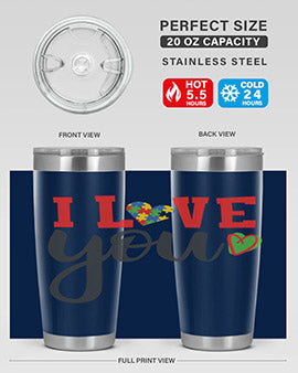 i love you Style 23#- autism- Tumbler
