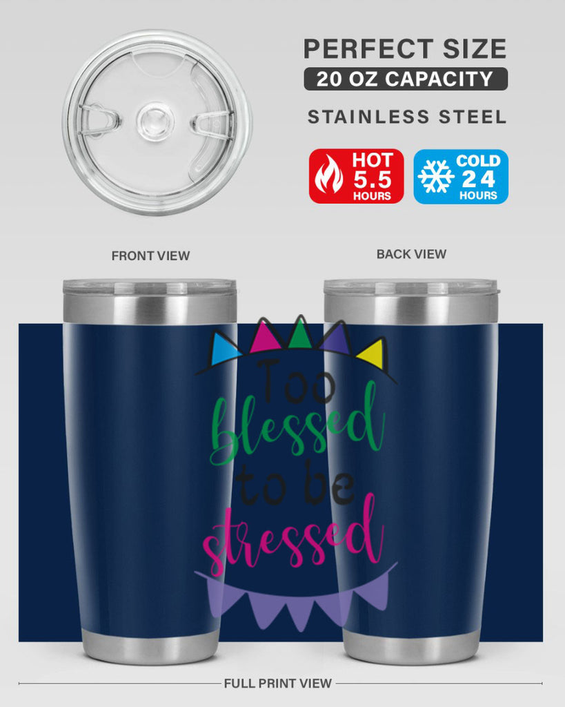 too blessed to be stressed- black words phrases- Cotton Tank