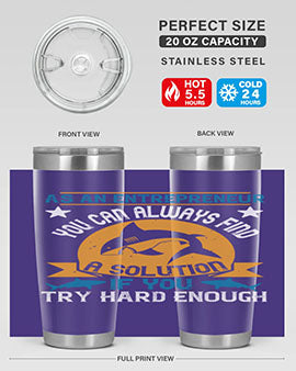 As an entrepreneur you can always find a solution if you try hard enough Style 96#- shark  fish- Tumbler