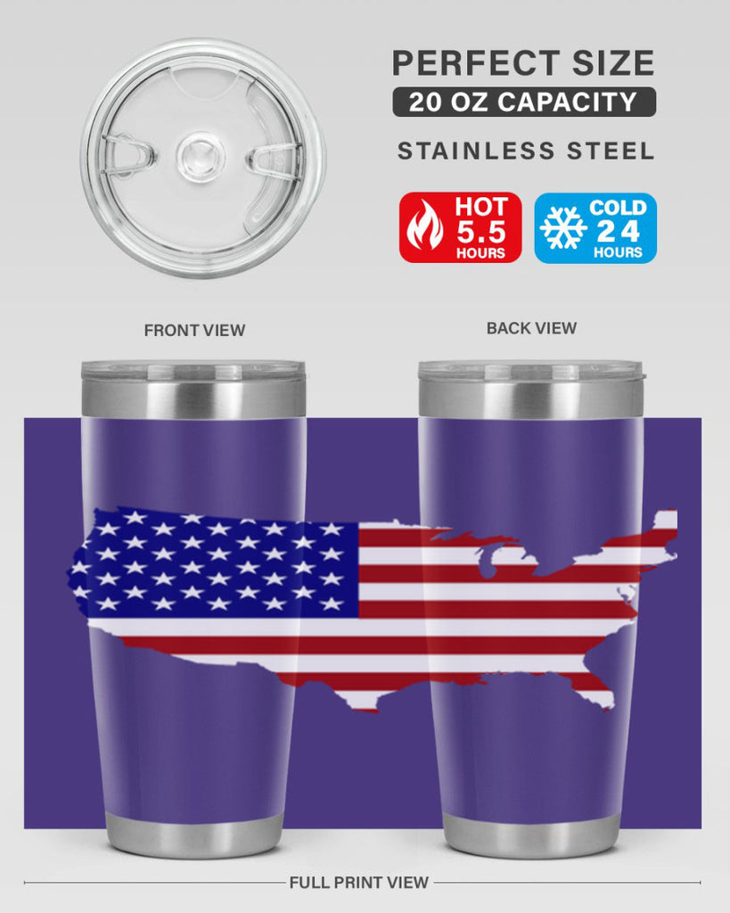 Flag With Map Style 50#- Fourt Of July- Tumbler