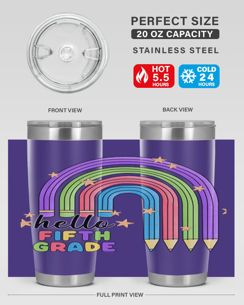 Hello 5th Grade Pencil Rainbow 13#- 5th grade- Tumbler