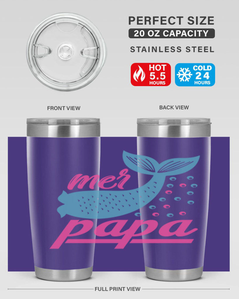 Mer Papa 344#- mermaid- Tumbler