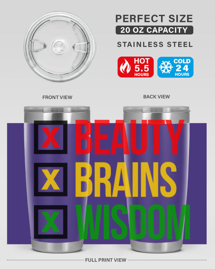 beauty brains wisdom 262#- black words phrases- Cotton Tank