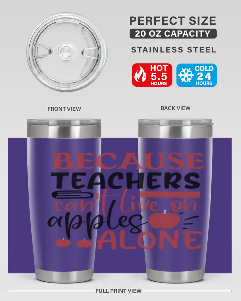 because teachers cant live on apples alone Style 121#- teacher- tumbler