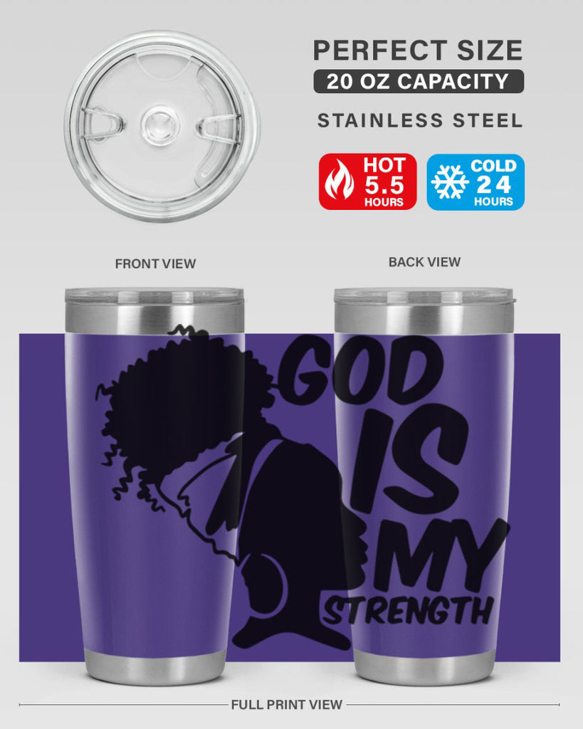 god is my strength- black words phrases- Cotton Tank