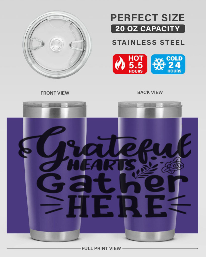 grateful hearts gather here 58#- thanksgiving- Tumbler