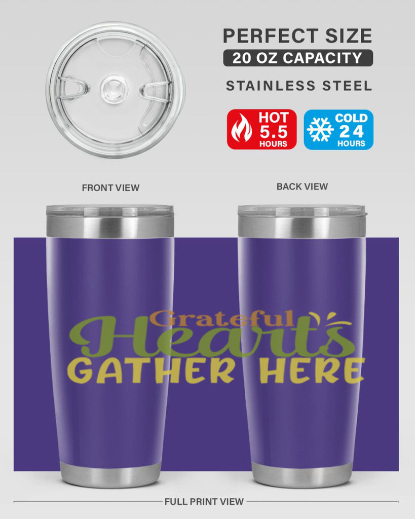 grateful hearts gather here 59#- thanksgiving- Tumbler
