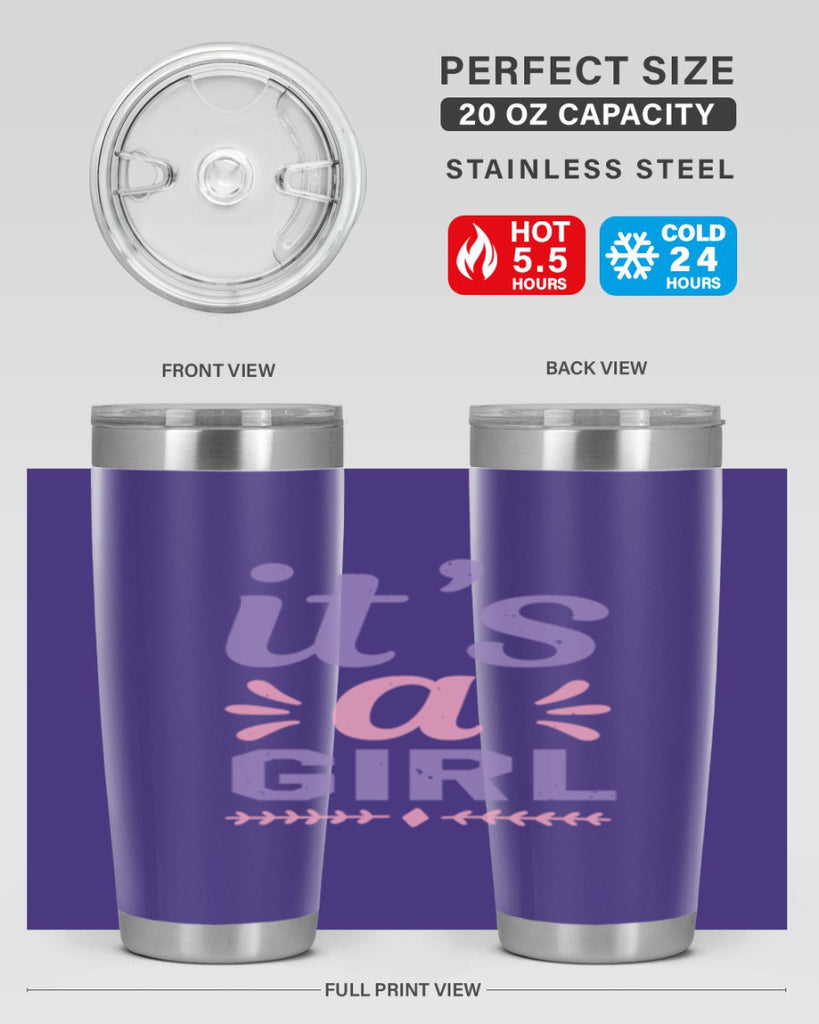 its a girl Style 32#- baby shower- tumbler