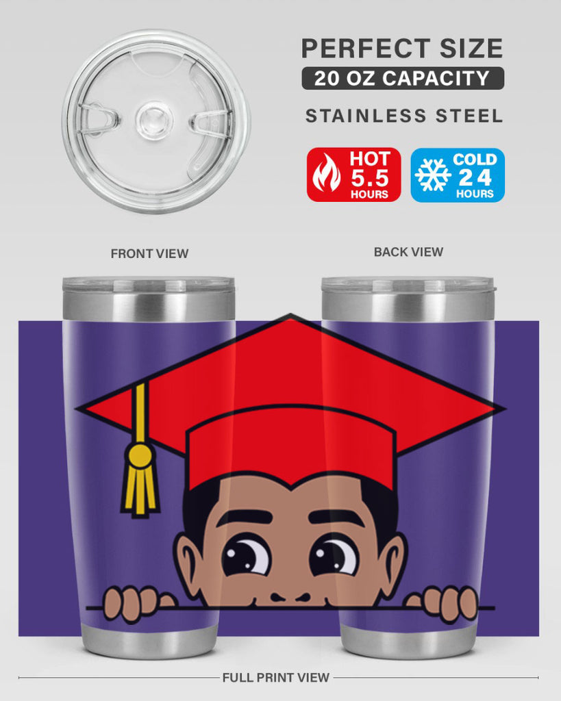 peekaboo afro puffs grad boy 20#- black men - boys- tumbler