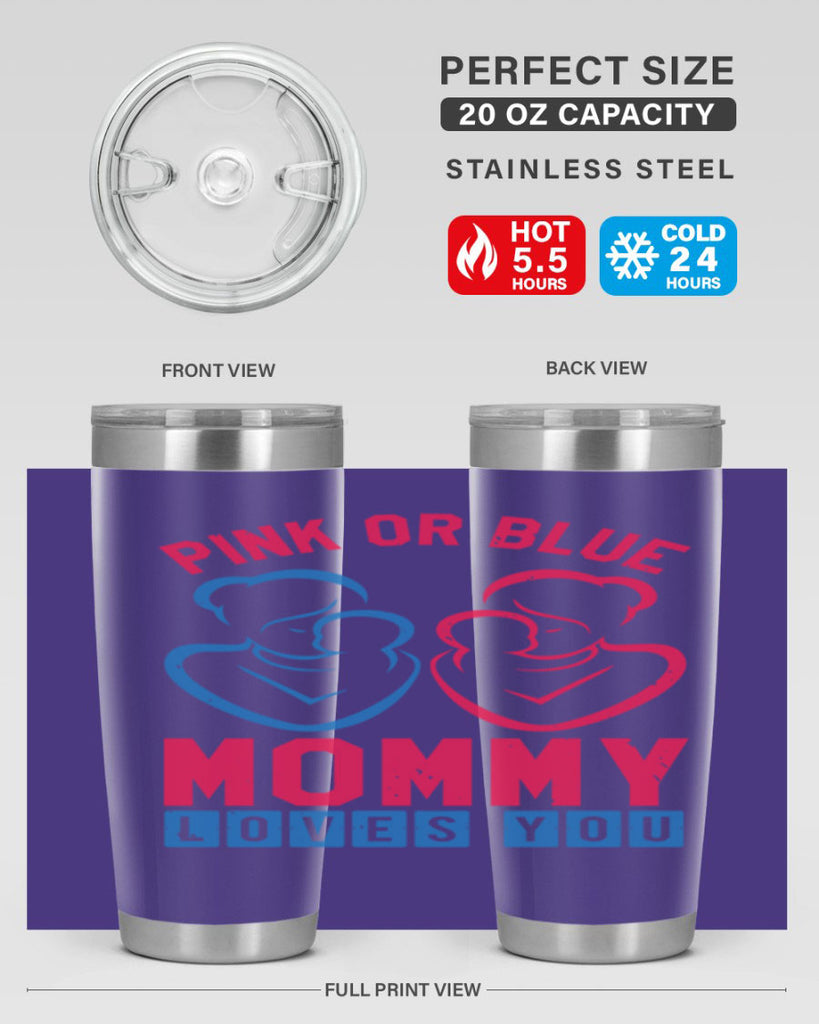 pink or blue Mommy Loves you Style 21#- baby shower- tumbler