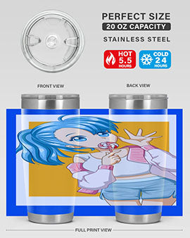 Cute and happy girl blue hair eating the lollipop 112#- anime- Tumbler
