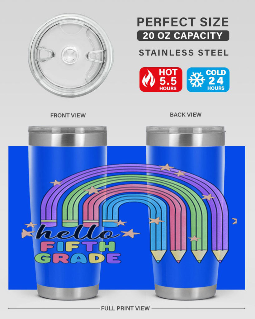 Hello 5th Grade Pencil Rainbow 13#- 5th grade- Tumbler