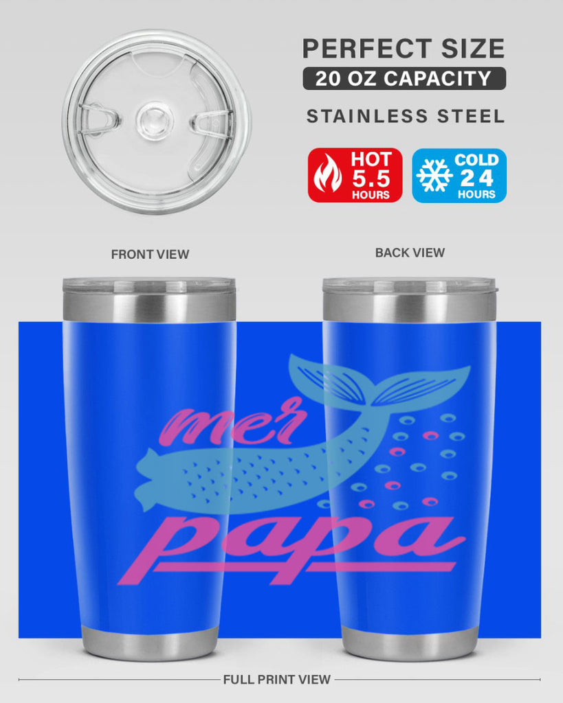 Mer Papa 344#- mermaid- Tumbler