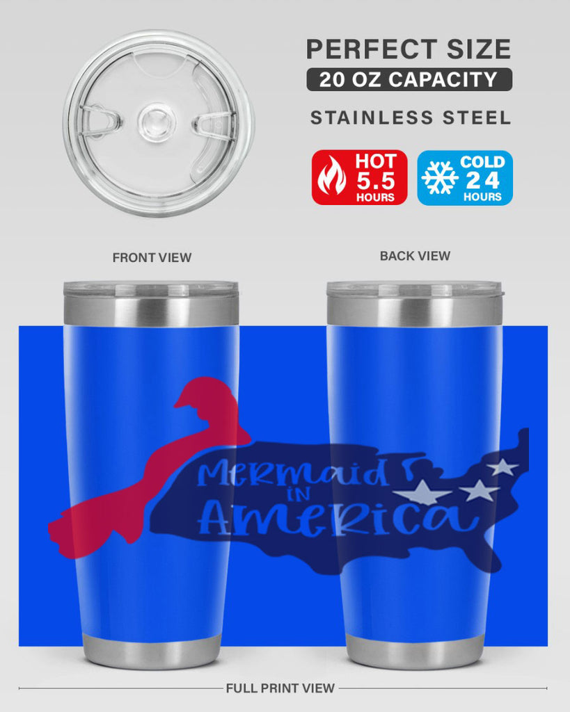 Mermaid In America Style 167#- Fourt Of July- Tumbler