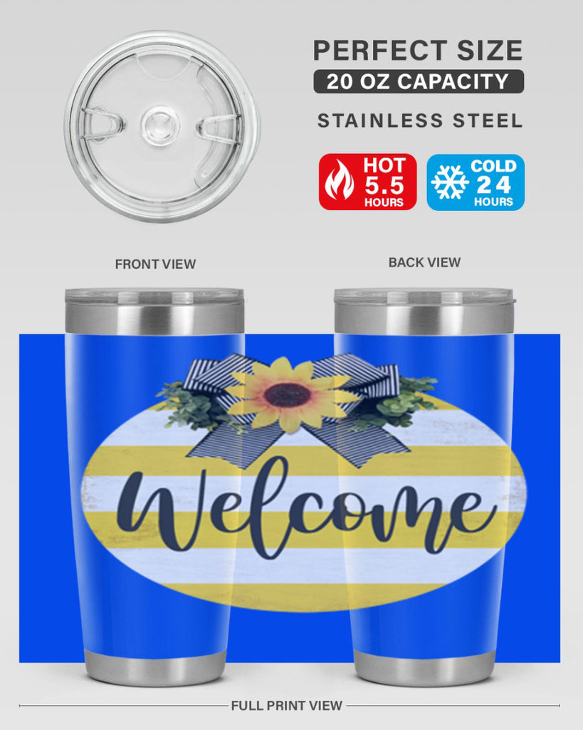 Welcome and Yellow strips Mockup564#- spring- Tumbler