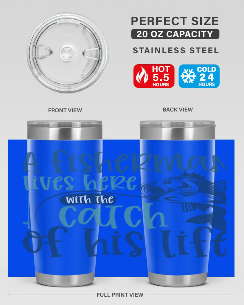 a fisherman lives here with the catch 228#- fishing- Tumbler