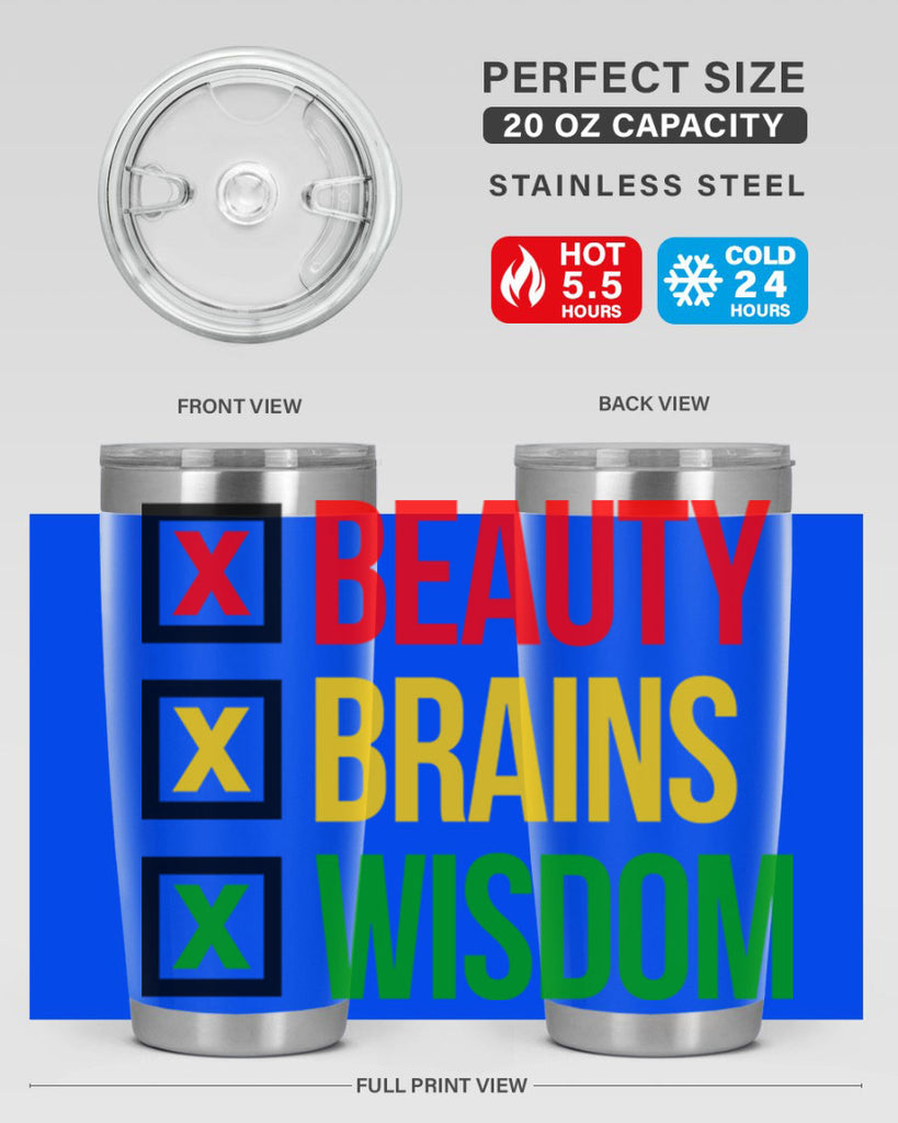 beauty brains wisdom 262#- black words phrases- Cotton Tank