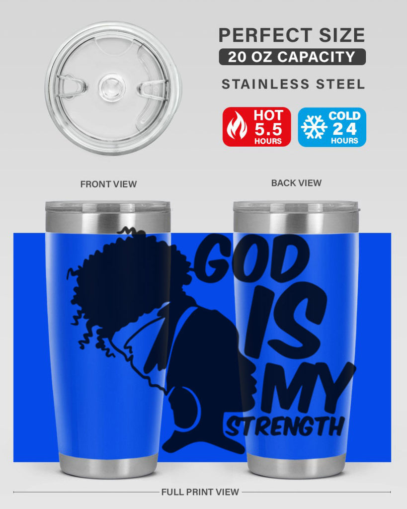 god is my strength- black words phrases- Cotton Tank