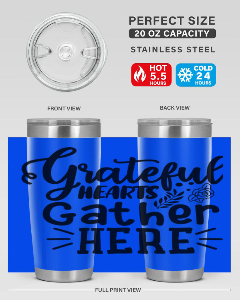 grateful hearts gather here 58#- thanksgiving- Tumbler