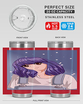 Cute and beautiful girl short purple hair 144#- anime- Tumbler
