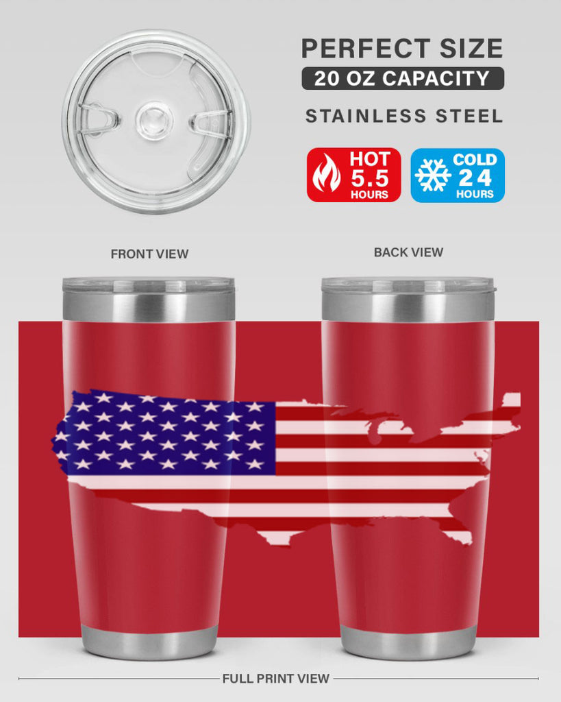 Flag With Map Style 50#- Fourt Of July- Tumbler