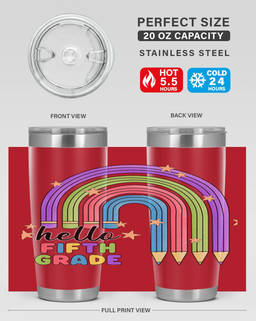 Hello 5th Grade Pencil Rainbow 13#- 5th grade- Tumbler
