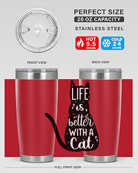 Life Is Better With A Cat Style 98#- cat- Tumbler