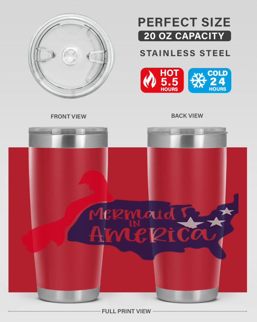 Mermaid In America Style 167#- Fourt Of July- Tumbler
